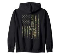 Hunting American Flag Camo Distressed USA Patriotic Hunter Zip Hoodie