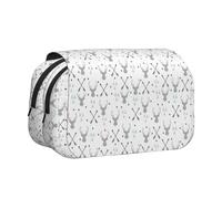 Hunting Arrows Triangles Deer Flip-Top Double-Layer Pencil Case,Large Capacity (Holds 50 Pens/Pencis),Full-Print Durable Polyester School Office Supplies