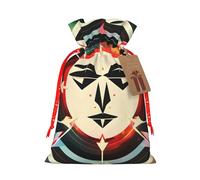Hunting Arrows Triangles Deer Print Christmas Drawstring Gift Bags With Cards For Xmas Party Decorations Holiday