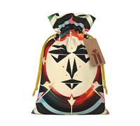 Hunting Arrows Triangles Deer Print Christmas Drawstring Gift Bags With Cards For Xmas Party Decorations Holiday