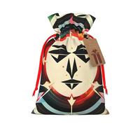 Hunting Arrows Triangles Deer Print Christmas Drawstring Gift Bags With Cards For Xmas Party Decorations Holiday