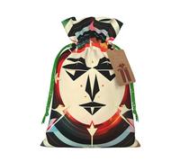 Hunting Arrows Triangles Deer Print Christmas Drawstring Gift Bags With Cards For Xmas Party Decorations Holiday