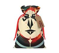 Hunting Arrows Triangles Deer Print Christmas Drawstring Gift Bags With Cards For Xmas Party Decorations Holiday