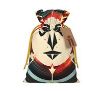 Hunting Arrows Triangles Deer Print Christmas Drawstring Gift Bags With Cards For Xmas Party Decorations Holiday