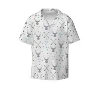 Hunting Arrows Triangles Deer. Print Men's Short-Sleeved,Button-Down Summer Beach Casual Shirt,Casual Loose Shirt,Dress Shirts Black