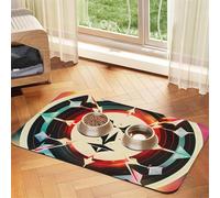 Hunting Arrows Triangles Deer Print Pet Food Mat Absorbent Non Slip PU Leather Feeding Mat for Dogs Cats Rubber Bottom
