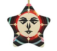Hunting Arrows Triangles Deer Printed Ceramic Christmas Tree Ornament â€“ Star Shaped Holiday Decoration, Xmas Hanging Keepsake