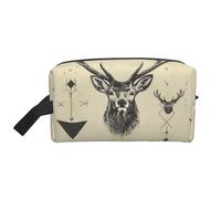 Hunting Arrows Triangles Deer Printed Cosmetic Case with Handle, Lightweight Compact Storage for Makeup, Toiletries & Gadgets, Make up Organiser for Travel, School, Work