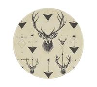 Hunting Arrows Triangles Deer Printed Gaming Mouse Pad 1 PCS, Round Non-Slip Rubber Base Laptop Mousepad Desk Mat for Gamer, Office, Home