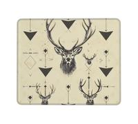 Hunting Arrows Triangles Deer Printed Gaming Mouse Pad 12x10 Inches, Non-Slip Rubber Base Laptop Mousepad Desk Mat with Stitched Edges for Gamer, Office, Home