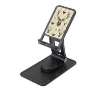 Hunting Arrows Triangles Deer Prints Rotating Cell Phone Stand with 360° Swivel Base - Foldable Square Desk Phone Holder for iPhone 16 15 14 13 12 11,All Phones,Black