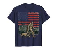 Hunting Bigfoot American Flag Hunter Retro USA Sasquatch T-Shirt