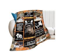 Hunting Boar Blanket Wild Boar Blanket Boar Pictures Hunting Gifts for Hunter Boys Men Throw Blanket for Couch Sofa Bed Soft Warm Flannel Fleece for Adults 40"x50"