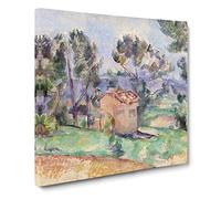 Hunting Cabin In Provence by Paul Cezanne Classic Painting Canvas Wall Art Print Ready to Hang, Framed Picture for Living Room Bedroom Home Office Décor, 14x14 Inch (35x35 cm)