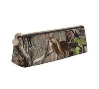 Hunting Deer Bear Elk Leather Pencil Case Slim Design Pen Bag with Metallic Zipper Pocket Size for Or Student Office College Middle School Pen Pouch