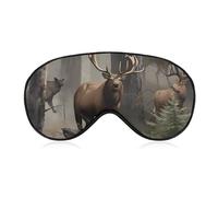 Hunting Deer Bear Elk Sleep Mask for Women Men, Soft Eye Mask with Adjustable Strap for Sleeping, Light Blocking Travel Blindfold for Nap Comfortable Eye Cover for Home Office