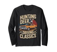 Hunting Deer Driving Classics Retro Car Enthusiast Hunter Long Sleeve T-Shirt