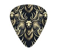Hunting-Deer-Head 12 Pack Guitar Picks With 3 Thicknesses And Storage Box, Abs Plectrums For Electric Bass Guitar Players