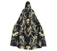 Hunting-Deer-Head Adult Witch Hooded Cape, Halloween Costume Hooded Cloak