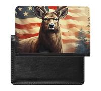 Hunting Deer U.S. Flag Passport Holder Travel Wallet Cover Case with Card Slot Organiser for Men Women