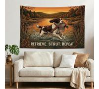 Hunting Dog Pheasant Quote Rustic Tapestry 60x40 Inch | Sporting Dog Art, Tapestry Wall Hanging, Pheasant Hunting Scene, Wildlife Nature Landscape, Rustic Cabin Decor