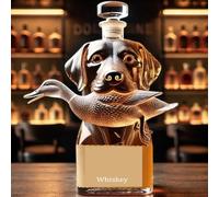 Hunting Dog Whiskey Bottle, Hound Holding a Duck Shaped Wine Bottle, Unique Wine Decanter, Funny Whiskey Glasses, For Bar Home Office Decor, Gift for Whiskeys Enthusiasts Dog Lovers