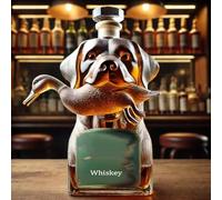 Hunting Dog Whiskey Bottle, Hound Holding a Duck Shaped Wine Bottle, Unique Wine Decanter, Funny Whiskey Glasses, For Bar Home Office Decor, Gift for Whiskeys Enthusiasts Dog Lovers