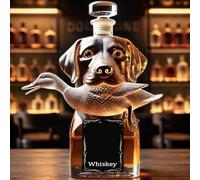 Hunting Dog Whiskey Bottle, Hound Holding a Duck Shaped Wine Bottle, Unique Wine Decanter, Funny Whiskey Glasses, For Bar Home Office Decor, Gift for Whiskeys Enthusiasts Dog Lovers