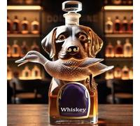 Hunting Dog Whiskey Bottle, Hound Holding a Duck Shaped Wine Bottle, Unique Wine Decanter, Funny Whiskey Glasses, For Bar Home Office Decor, Gift for Whiskeys Enthusiasts Dog Lovers