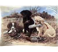 Hunting Dogs Fleece Blanket, Outdoor Scene with Springer Spaniel and Labradors, Wildlife Art Print