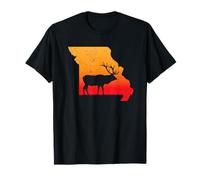 Hunting Elk & Wapiti- Missouri Map Sunset Art Hunter T-Shirt
