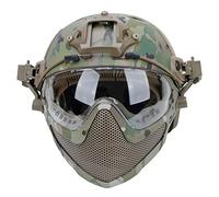 Hunting Explorer Military Tactical Pilot PJ Type Fast Helmets F22 with Detachable Removable Full Face Mask and Goggles for Sports Airsoft Paintball Army Combat Shooting