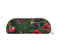 Hunting Fly Wild Print Cosmetic Bags For Women,Receive Bag Makeup Bag Travel Storage Bag Toiletry Bags Pencil Case, Hummingbirds Red Flower Hibiscus, One Size