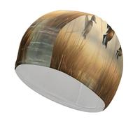 Hunting Flying Wild Bathing Cap High Elasticity Swimming Caps Fit Both Long Hair Short Hair Comfortable Large Shower Cap for Drag Reduction and Hair Protection