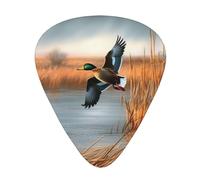 Hunting Flying Wild Duck 1 Print Guitar Picks 12-Pack - Assorted Thickness Picks (0.46mm, 0.71mm, 0.96mm) with Storage Box & Assorted Unique Design for Acoustic, Electric, Bass, and Ukulele Players