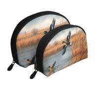 Hunting Flying Wild Duck 1 Print Shell-Shaped 2-Piece Makeup Bag Set Travel Cosmetic Organiser Stylish Storage for Beauty & Gifts for Women Girls