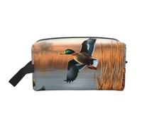 Hunting Flying Wild Duck 1 Printed Cosmetic Case with Handle, Lightweight Compact Storage for Makeup, Toiletries & Gadgets, Make up Organiser for Travel, School, Work