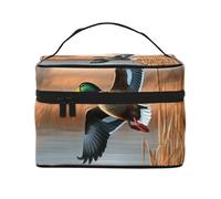 Hunting Flying Wild Duck 1 Printing Makeup Bag for Women Portable Travel Cosmetic Case Make Up Organizer Bag Beauty Box with Inner Pouch and Handle