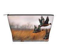 Hunting Flying Wild Duck 3 Print Makeup Bag Trapezoid Travel Cosmetic Organiser Stylish Storage for Beauty & Gifts for Women Girls