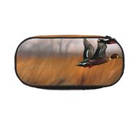 Hunting Flying Wild Duck 3 Printed Oxford Fabric Pencil Case with Spacious Design for School, Office, Travel - Multi-Use Stationery & Makeup Pouch