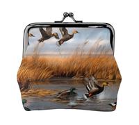 Hunting Flying Wild Duck Full Double-Sided Printed Pattern Women's and Girls' Fashionable Leather Kiss Lock Coin Purse Card Bag