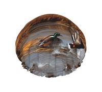 (Hunting Flying Wild Duck) Print Double Layer Waterproof Shower Cap for Long Hair - Reusable Bath Hair Protection with Elastic Band for Women Travel.