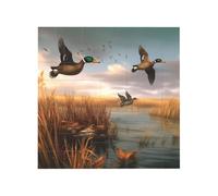 Hunting Flying Wild Ducks 6 Printed Square Jigsaw Puzzle 16x16 CM, Puzzle Challenging Game for Adults Gifts, Family Fun Decorative Wall Decor