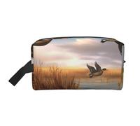 Hunting Flying Wild Ducks 6 Printing Portable Makeup Bag for Women Girl Large Capacity Travel Cosmetic Bag Makeup Pouch Organizer with Handle