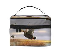 Hunting Flying Wild Ducks 8 Printing Makeup Bag for Women Portable Travel Cosmetic Case Make Up Organizer Bag Beauty Box with Inner Pouch and Handle