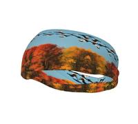 Hunting Flying Wild Ducks and Tree Headband Hair Sweat Headband Head Wrap Hair Non-Slip Stretchable Washable Makeup Headband
