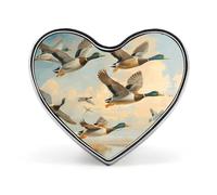 Hunting Flying Wild Ducks Button Pin Elegant Heart Lapel Pin Fashion Love Printed Brooch Badge Funny Enamel Pins Brooch Pins Pinback Button Badges for Bag Jacket Clothes Accessories