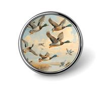 Hunting Flying Wild Ducks Button Pin Personalized Metal Lapel Pins Badges Classic Round Brooch Pin Novelty Unique Enamel Pins Cute Funny Pinback Button Badge for Jackets Backpacks Bags Coat