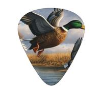 Hunting Flying Wild Ducks by the lake Print Guitar Picks 12-Pack - Assorted Thickness Picks with Storage Box & Assorted Unique Design for Acoustic, Electric, Bass, and Ukulele Players