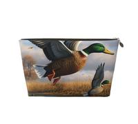 Hunting Flying Wild Ducks by The Lake Print Travel Makeup Bag Cosmetic Toiletry Bag Wash Bag Multifunctional Storage with Zipper for Women Girls Gold